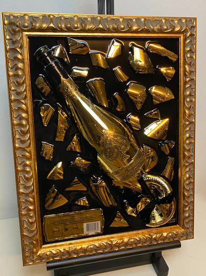 Armand de Brignac Broken Bottle Art, Ace of Spades, Framed Liquor, Schilderij, Smashed Bottle Art, Flessen kunst