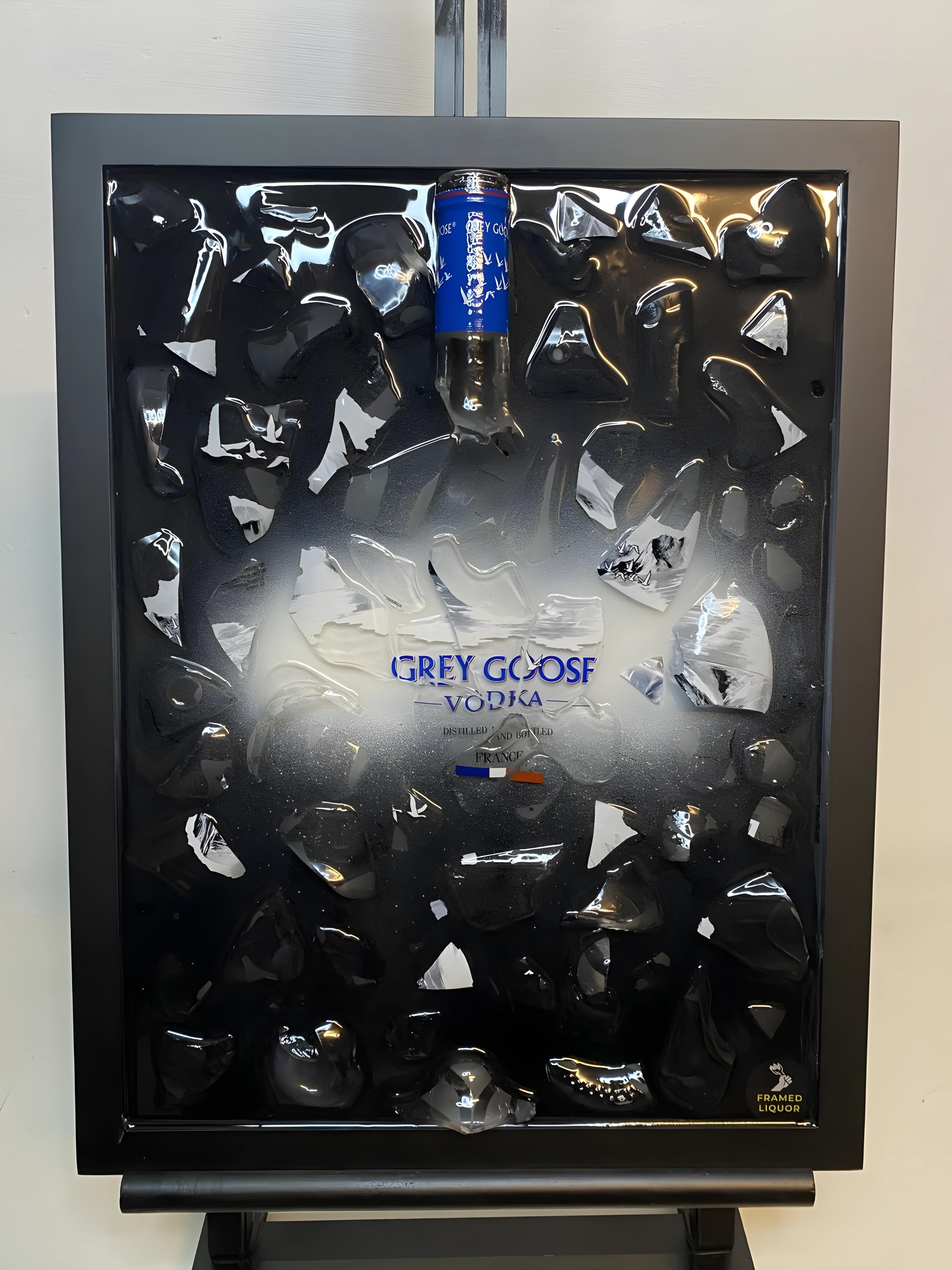 Grey Goose Broken Bottle Art - Framed Liquor - Wall Art