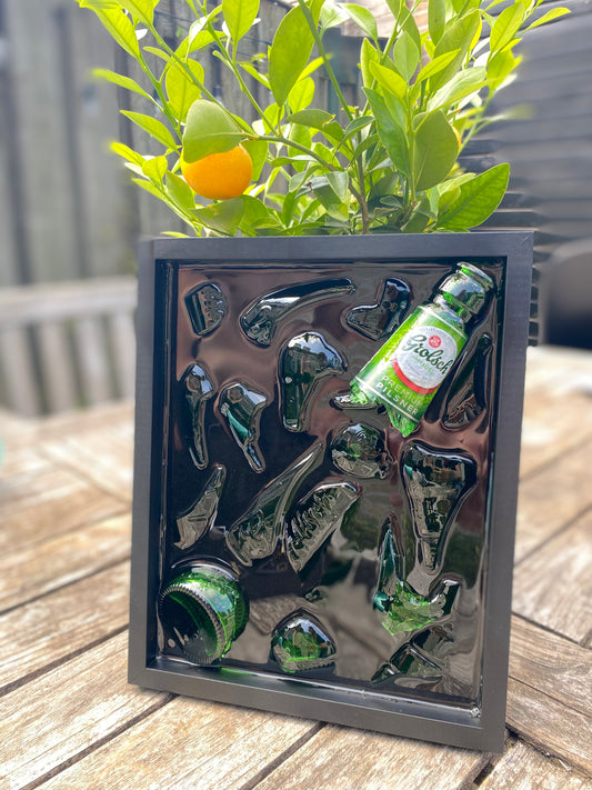 Grolsch Beer Broken Bottle Art, Framed Liquor