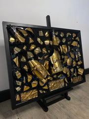Armand de Brignac Triple Broken Bottle Art, Ace of Spades, Framed Liquor, Schilderij, Smashed Bottle Art, Flessen kunst