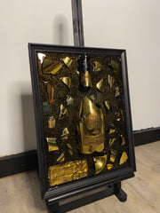 Armand de Brignac Broken Bottle Art, Ace of Spades, Framed Liquor, Schilderij