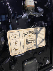Jack Daniels Honey Broken Bottle Art, Framed Liquor, Schilderij, Smashed Bottle Art, Flessen kunst