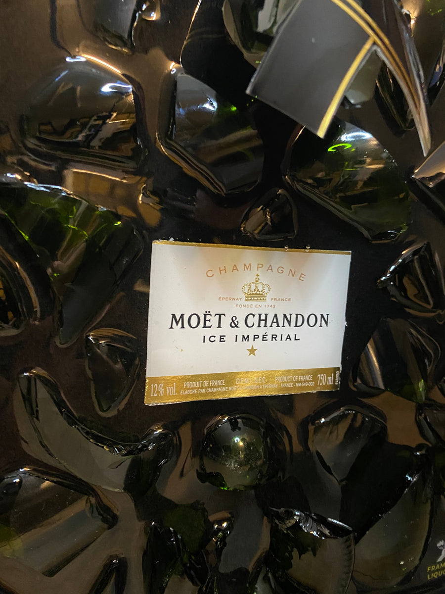 Moët & Chandon ICE Imperial Broken Bottle Art, Framed Liquor, ingelijste drankfles, flessenkunst, muurkunst, schilderij