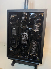 Jack Daniels Broken Bottle Art, Framed Liquor, Wall Art