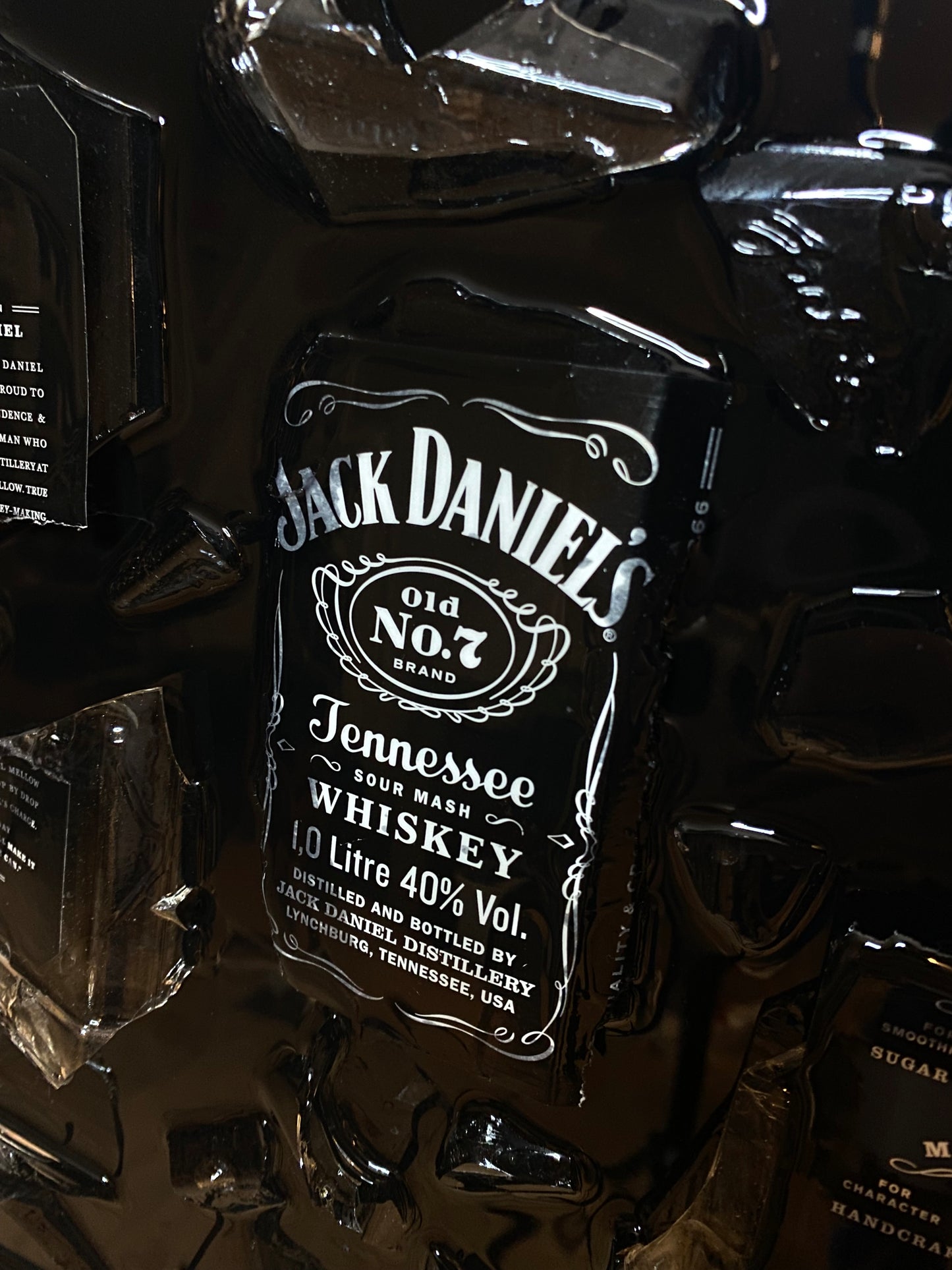 Jack Daniels Broken Bottle Art, Framed Liquor, Wall Art