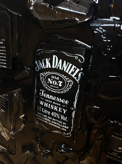 Jack Daniels Broken Bottle Art, Framed Liquor, Wall Art