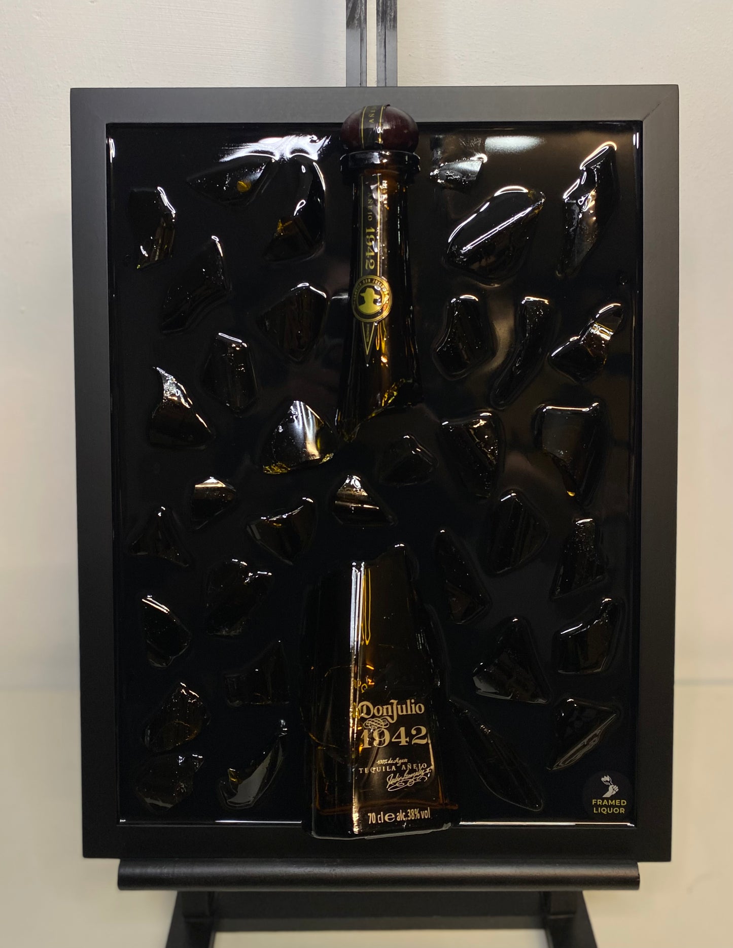 Don Julio 1942 Broken Bottle Art, Wall art, Framed Liquor