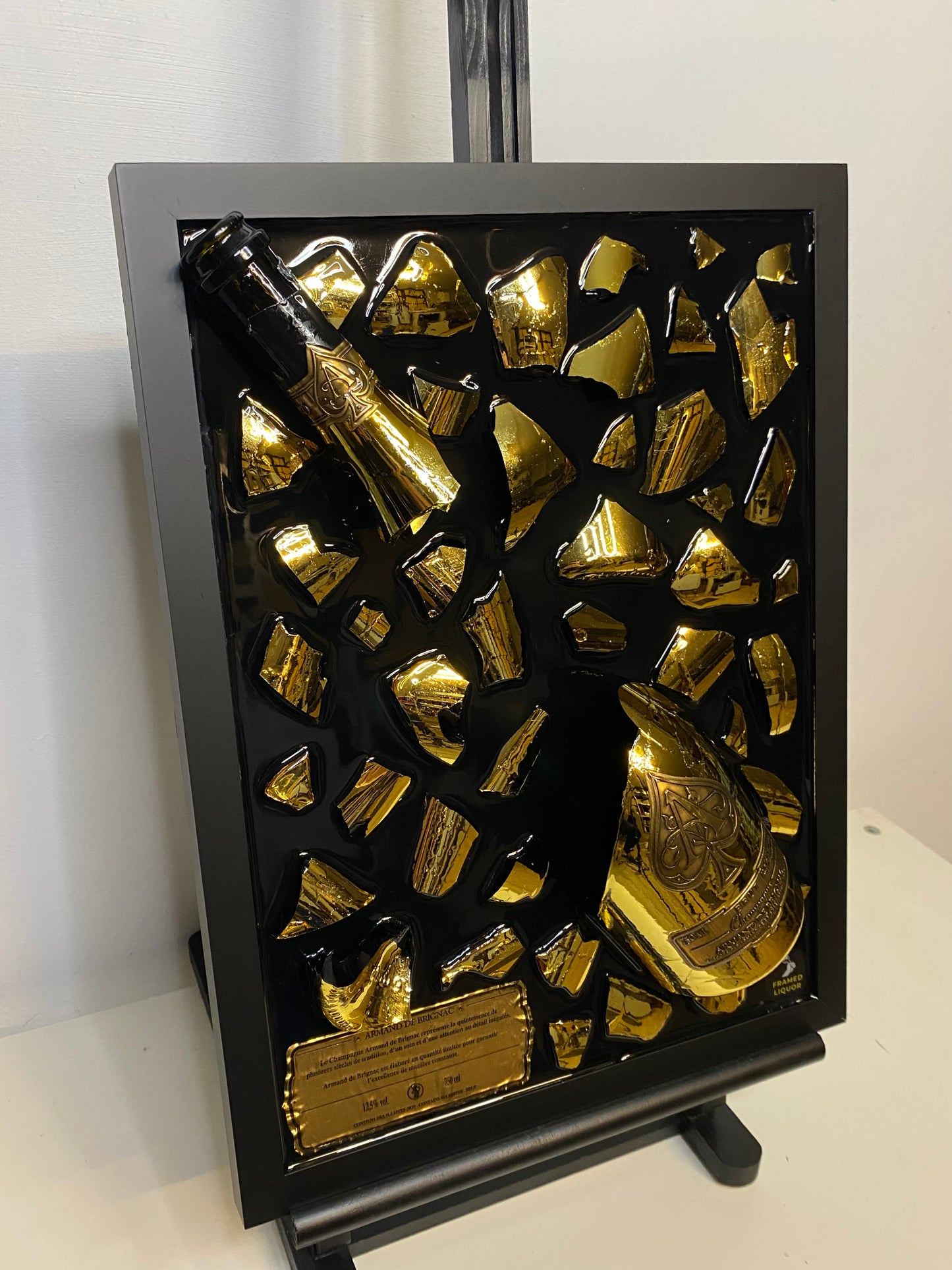 Armand de Brignac Broken Bottle Art, Ace of Spades, Framed Liquor, Schilderij