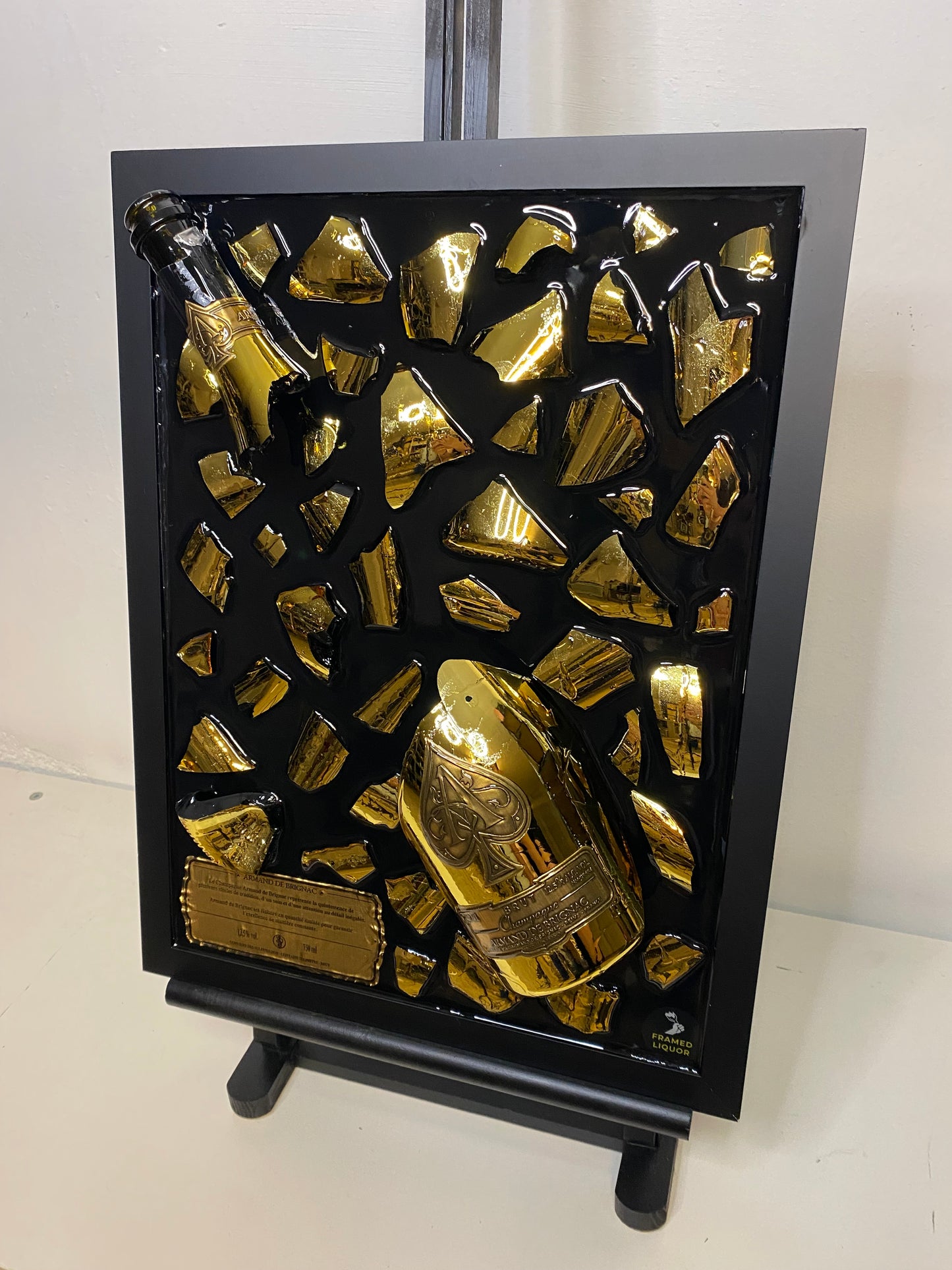 Armand de Brignac Broken Bottle Art, Ace of Spades, Framed Liquor, Schilderij