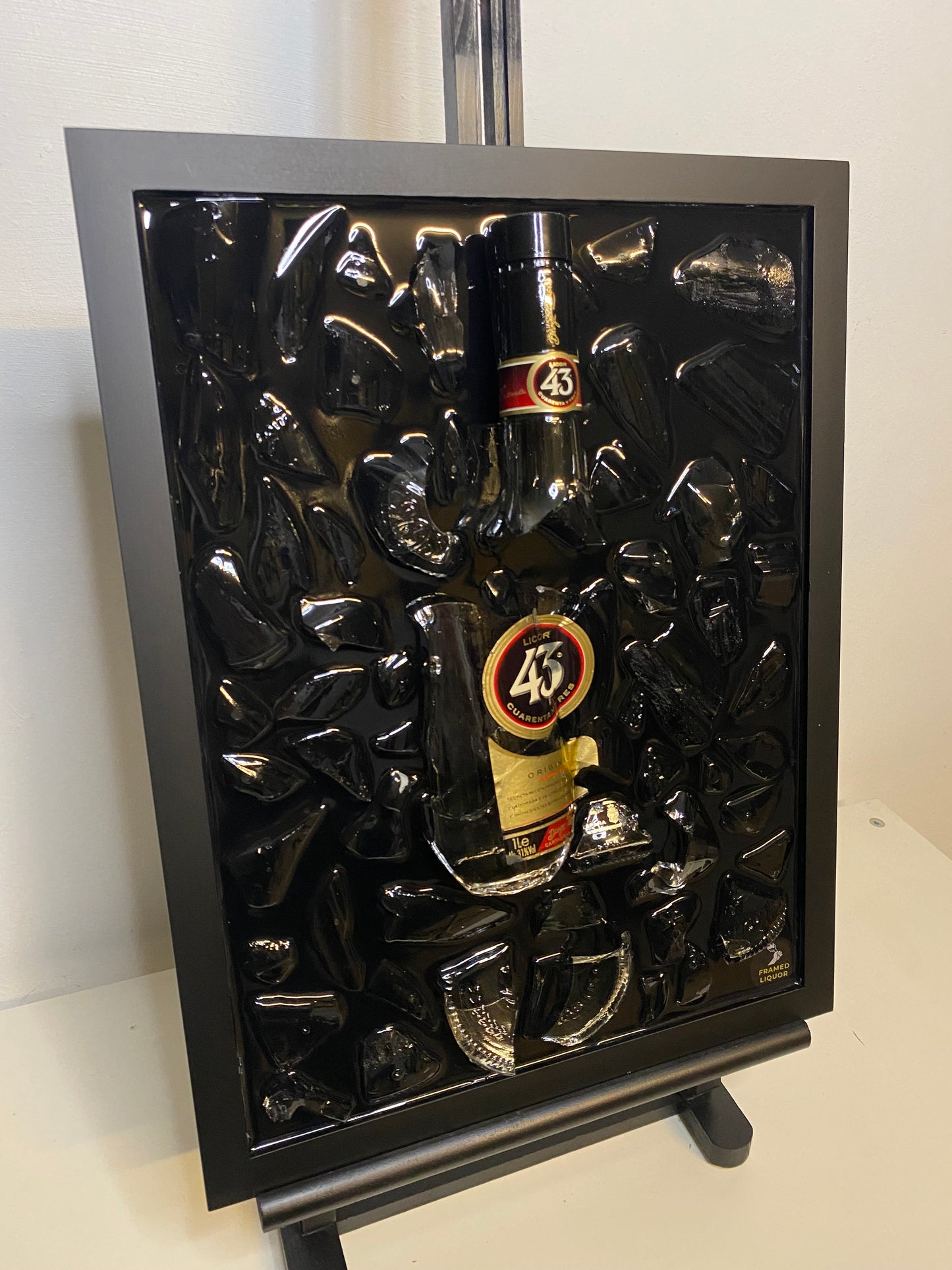 Cuarenta Y Tres Broken Bottle Art - Framed Liquor - Wall Art