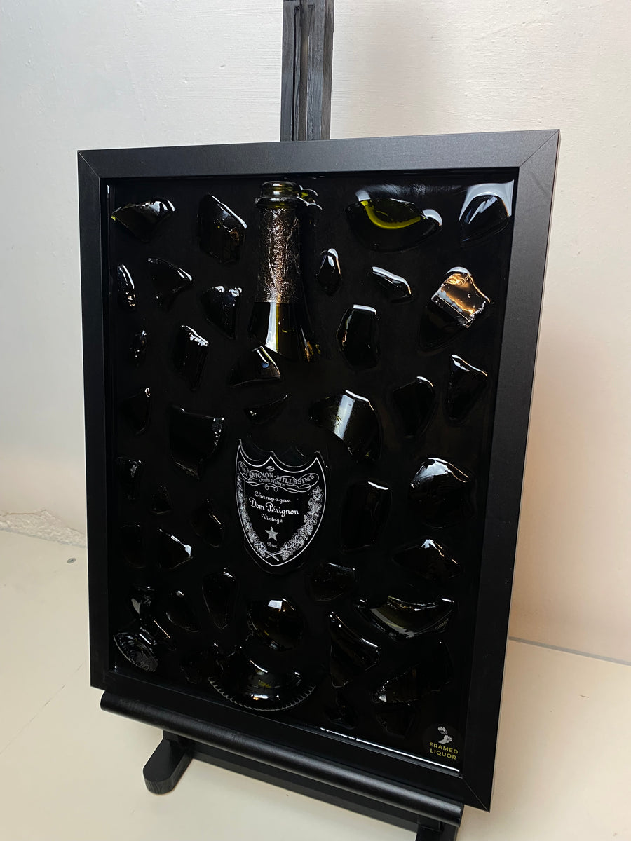 The White Champagne Broken Bottle Art - Framed Liquor