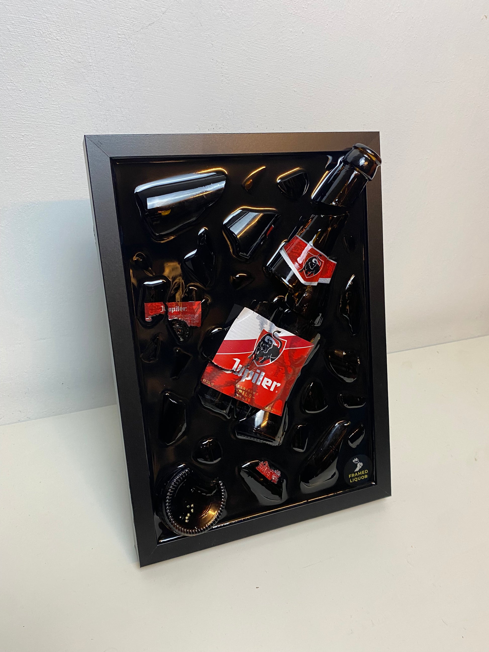 Jupiler Bier Broken Bottle Art - Framed Liquor - Wall Art