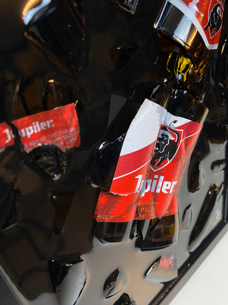 Jupiler Bier Broken Bottle Art - Framed Liquor - Wall Art
