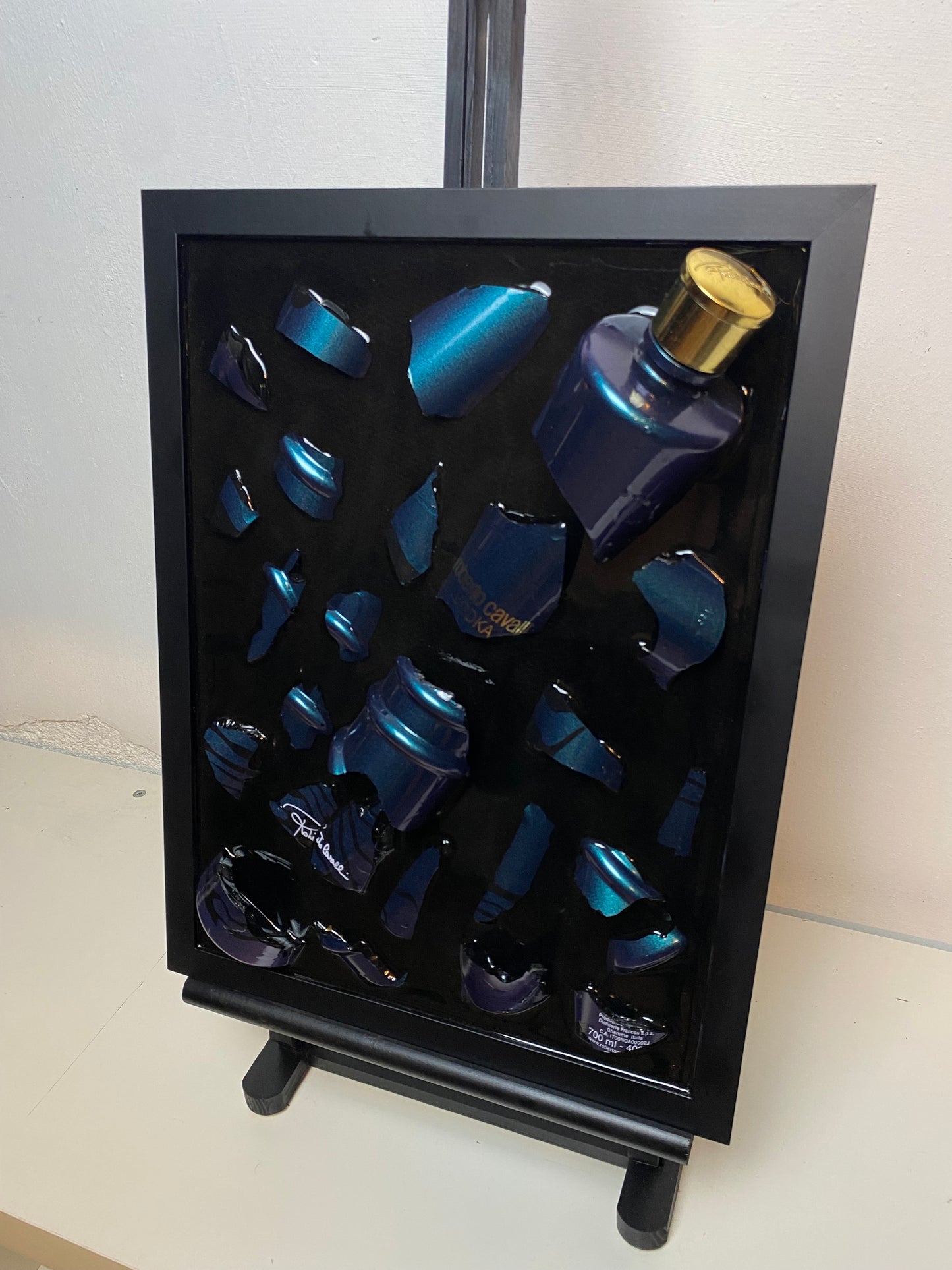 Roberto Cavalli Chameleon Broken Bottle Art - Framed Liquor - Wall Art