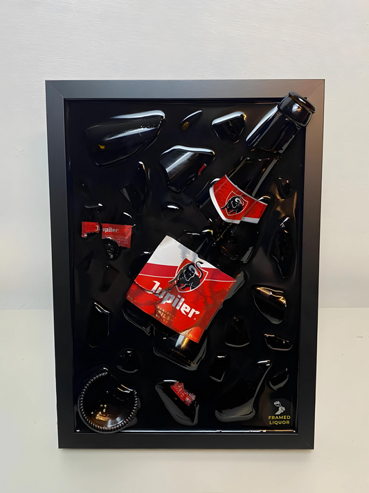 Jupiler Bier Broken Bottle Art - Framed Liquor - Wall Art